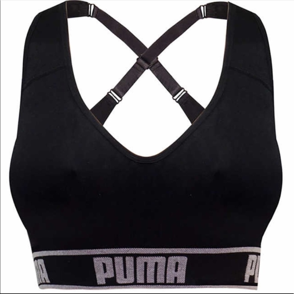 New Puma Black Sports Bra Supportive 38 40